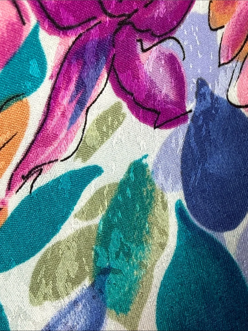 Vintage 1990 Hi-Fashion Fabrics Tropical Floral Slinky Jacquard 2 1/4 Yds